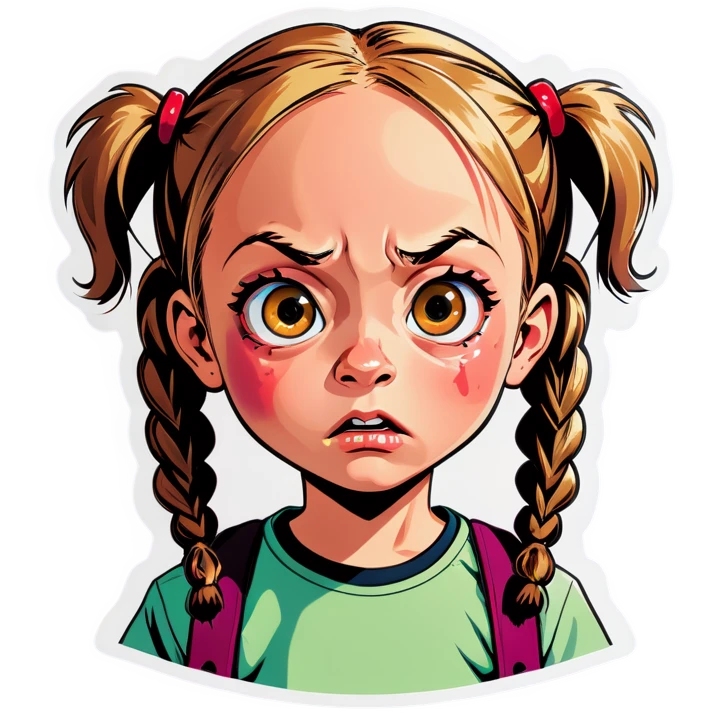 A young boy with pigtails and a messed up face  emoji