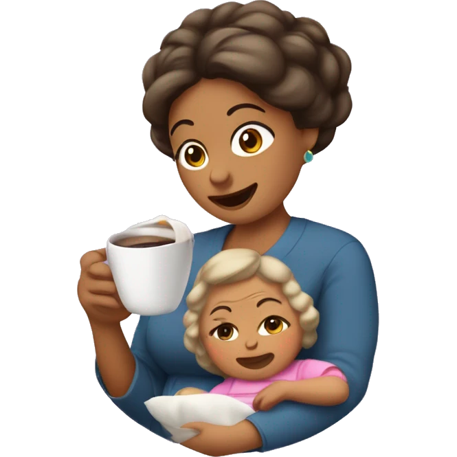 Mamá güera, cargando a su bebé niña güera con cabello café  emoji