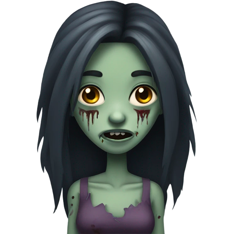 girl zombie with dark long hair emoji