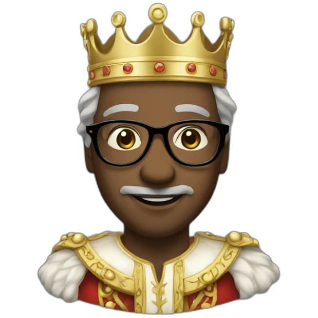 King Lynton with glasses and white skin emoji