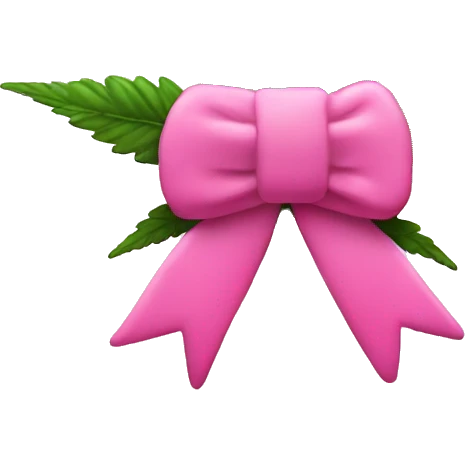Pink marijuana leaf with a pink bow in top emoji
