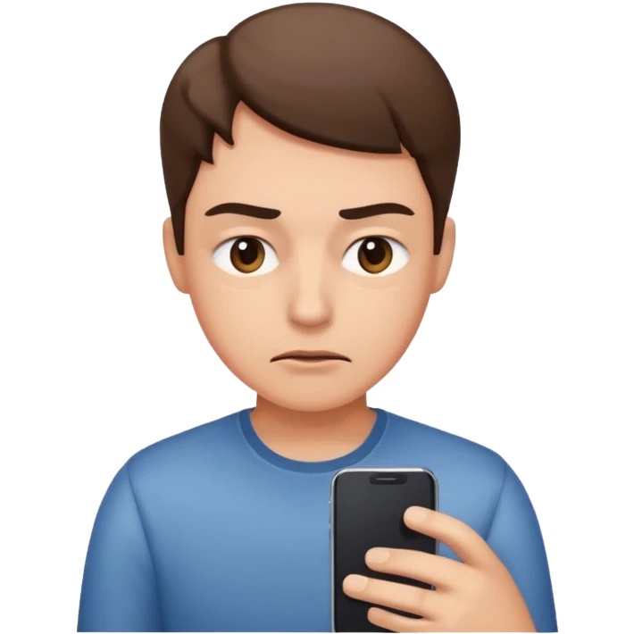 person squinting eyes because can't see phone clearly emoji