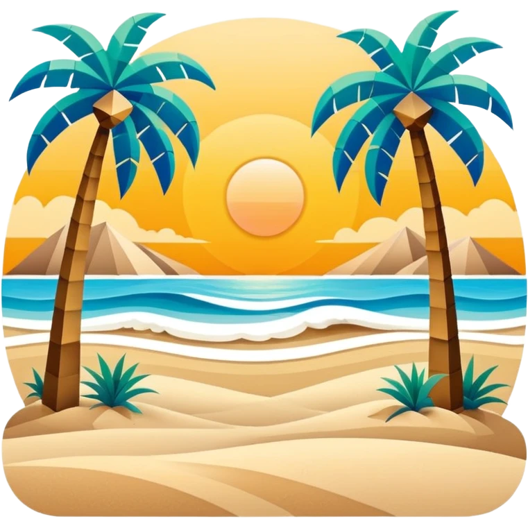 abstract art shapes on the beach with palm trees landscape  emoji