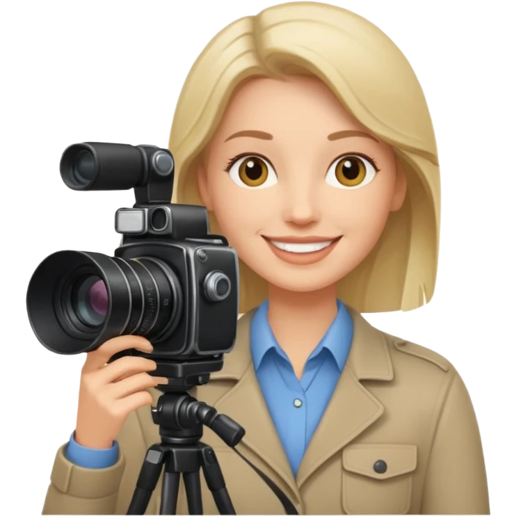a white journalist with a camera emoji