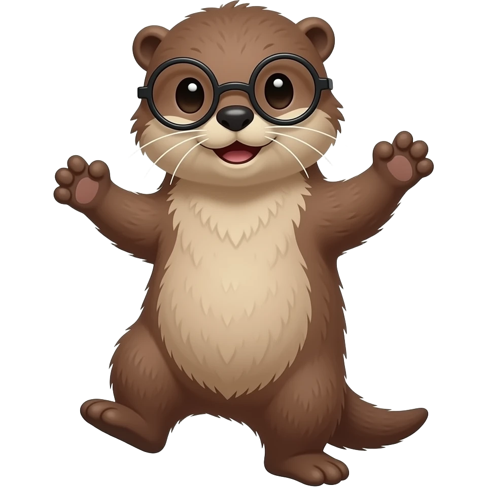 An otter with round glasses dancing emoji
