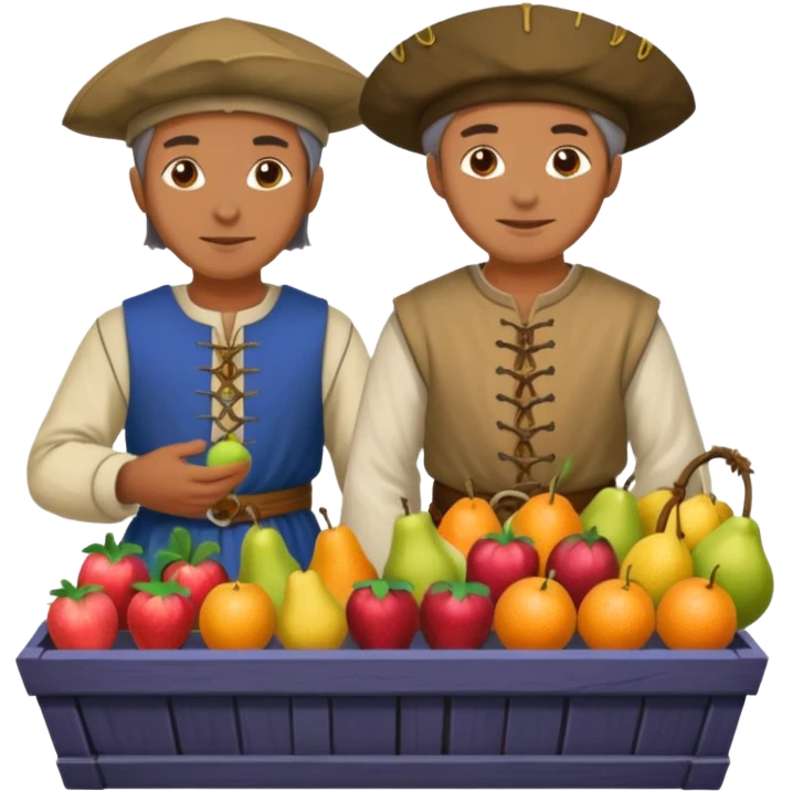 merchant in medieval time with fruit stand emoji