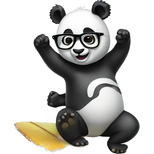 Panda surfing with glasses emoji