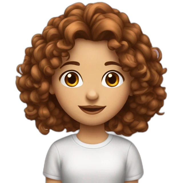 Fille marron cheveux bouclés long emoji