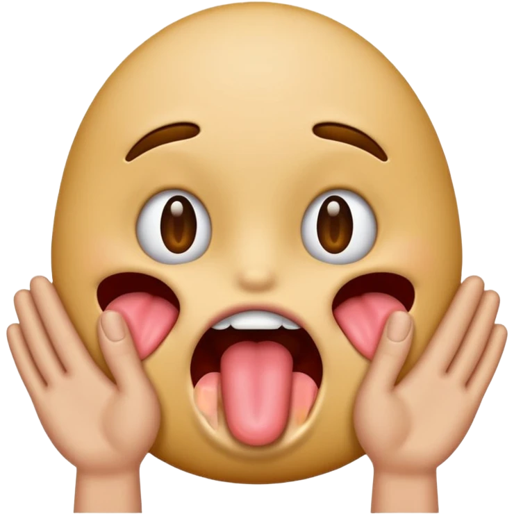 Make me a emoji with a sticking out tounge and two hands be the sides digging in emoji
