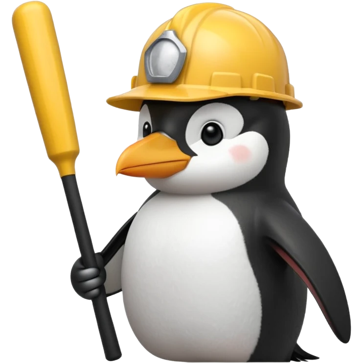 Penguin Construction Worker with baseball bat emoji