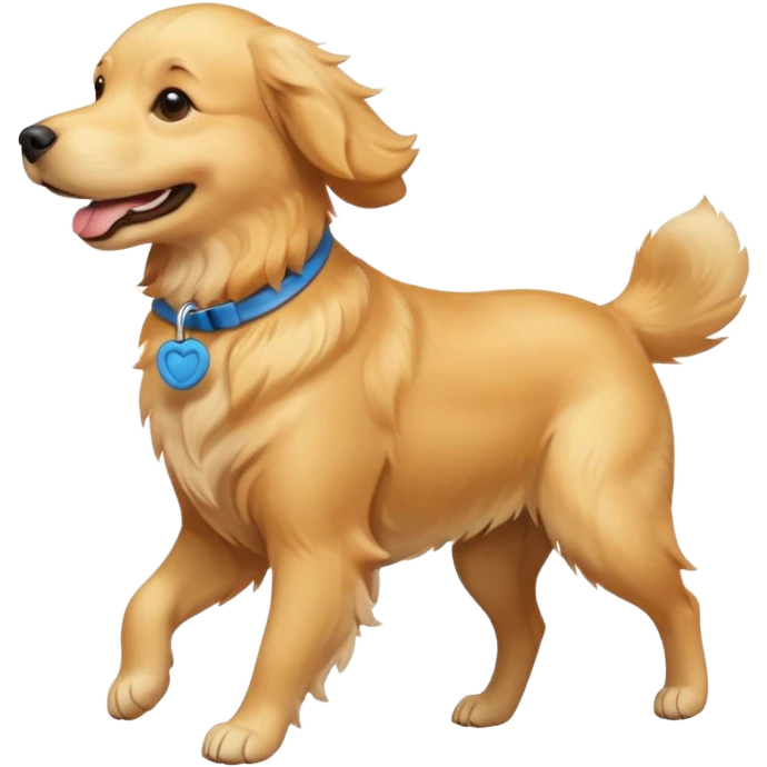 smiling golden retriever carrying a frisbee emoji