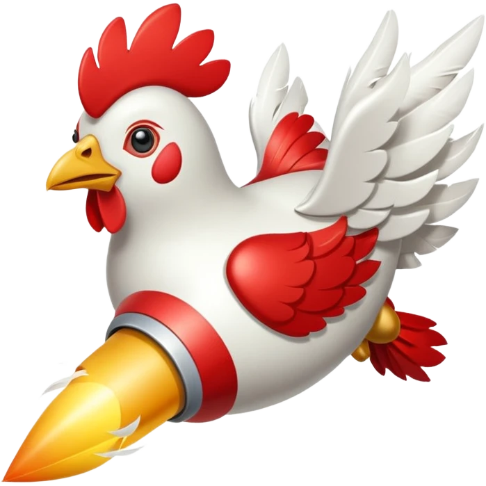 flying chicken on rocket emoji