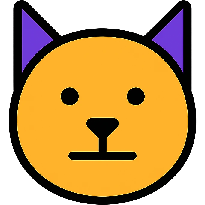 cat head only, neutral face, inspired by Cardano logo, crypto project style emoji