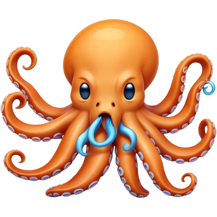 Cinematic Cute Yawning Octopus Portrait Emoji, Head tilted slightly with a dramatic, wide-open yawn, showcasing a plump, light orange body decorated with delicate blue rings and loosely draped arms with sleepy, half-closed eyes, Simplified yet irresistibly adorable features, highly detailed, glowing with a soft, cozy underwater glow, high shine, relaxed yet expressive, stylized with a hint of whimsical aquatic charm, soft glowing outline, capturing the essence of a drowsy yet affectionate octopus that appears ready to stretch and yawn its way out of the screen! emoji