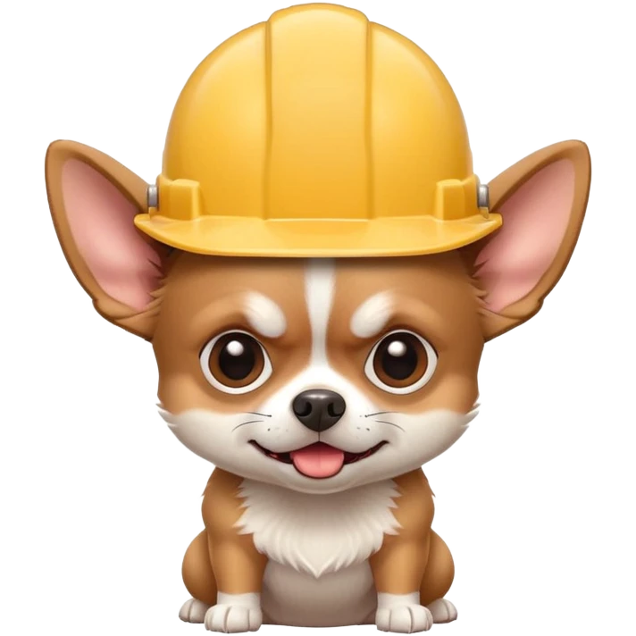 Angry chihuahua with hardhat emoji