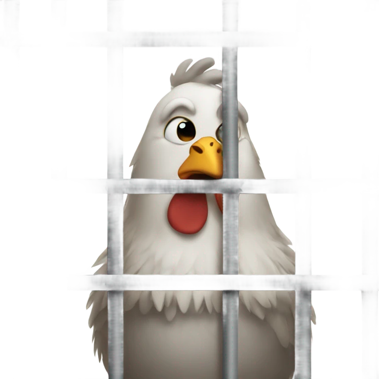 A sad chicken in jail emoji