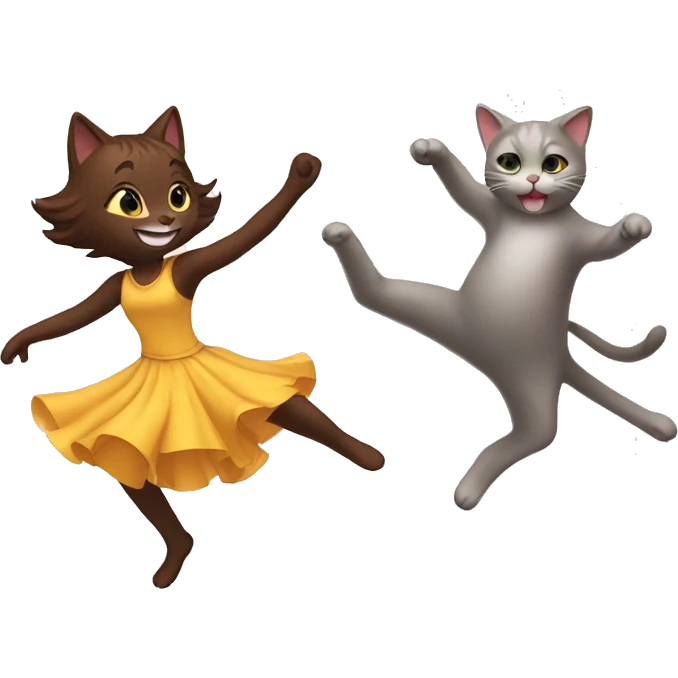 Dancing cat and girl emoji