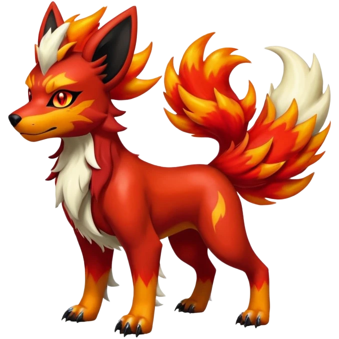 Shiny Exotic Gothic Houndoom-Arcanine-Pokémon-Fakémon-hybrid-creature emoji