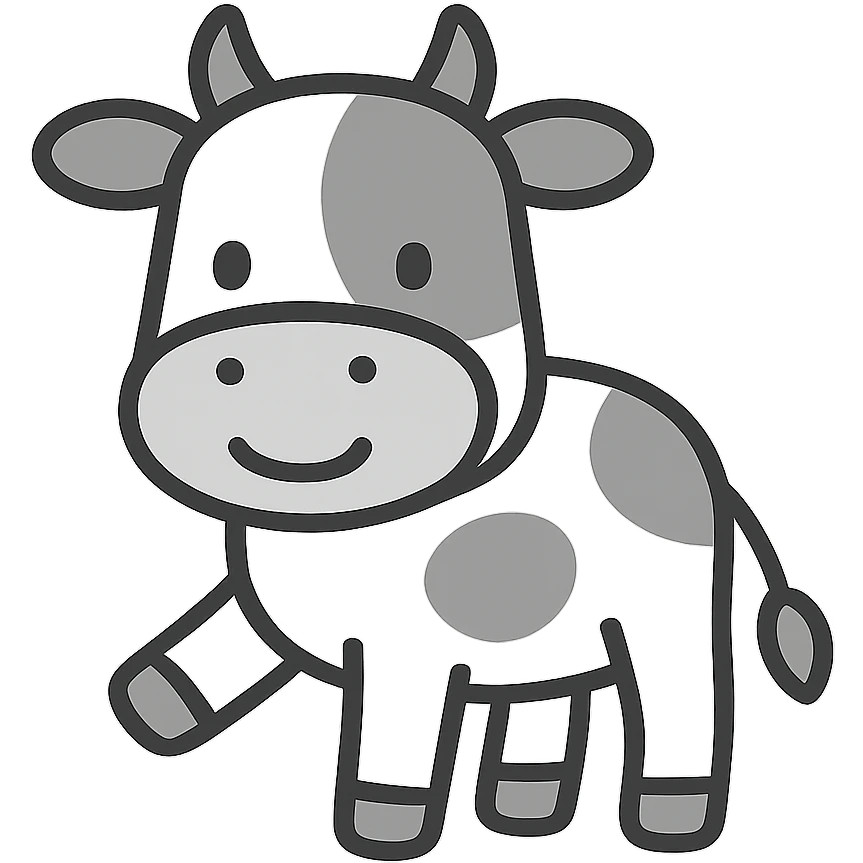 smiling cow, 2d flat monotone icon style, alternate pose, minimal color, simple shapes emoji