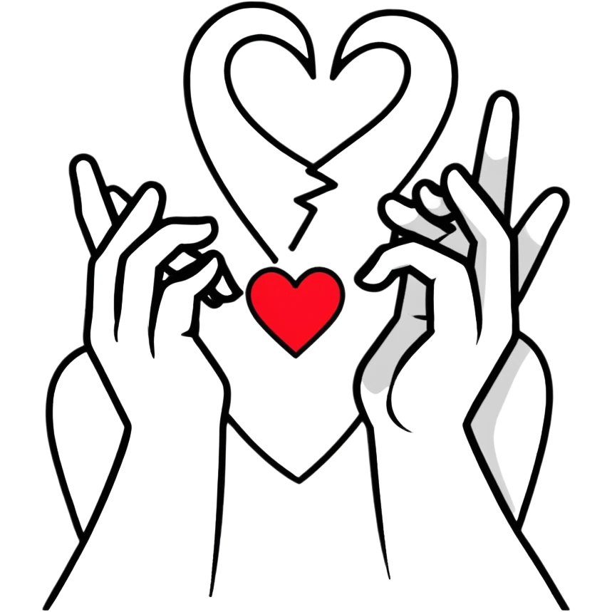 person making broken heart hands emoji