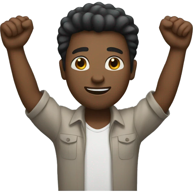 black man arms raised high emoji