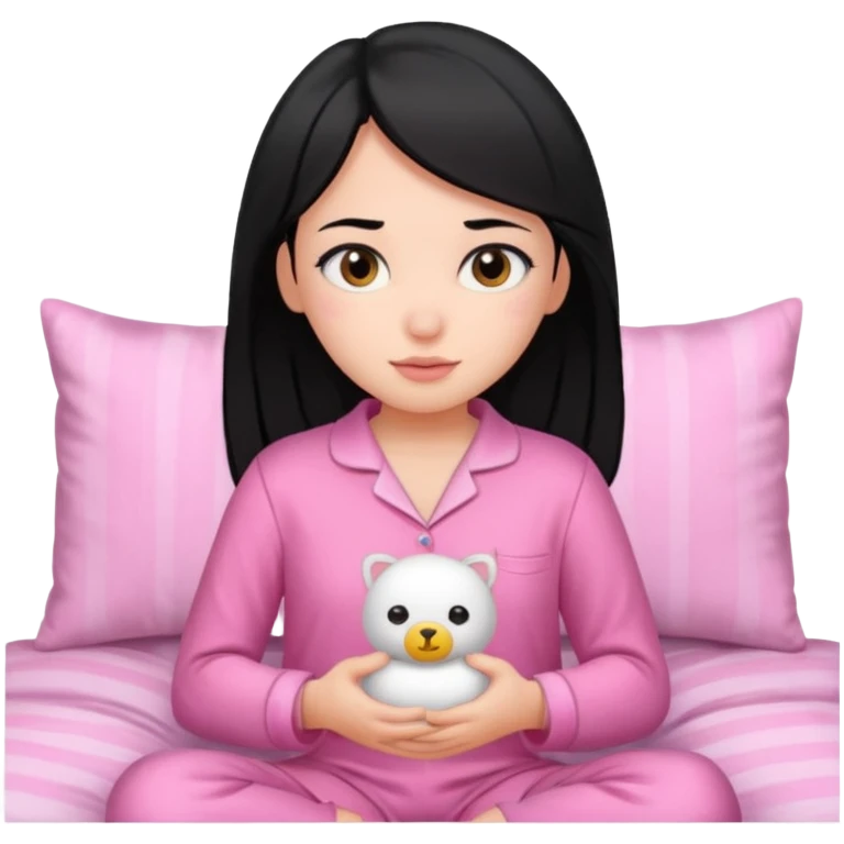 Black haired girl with pink pijamas emoji