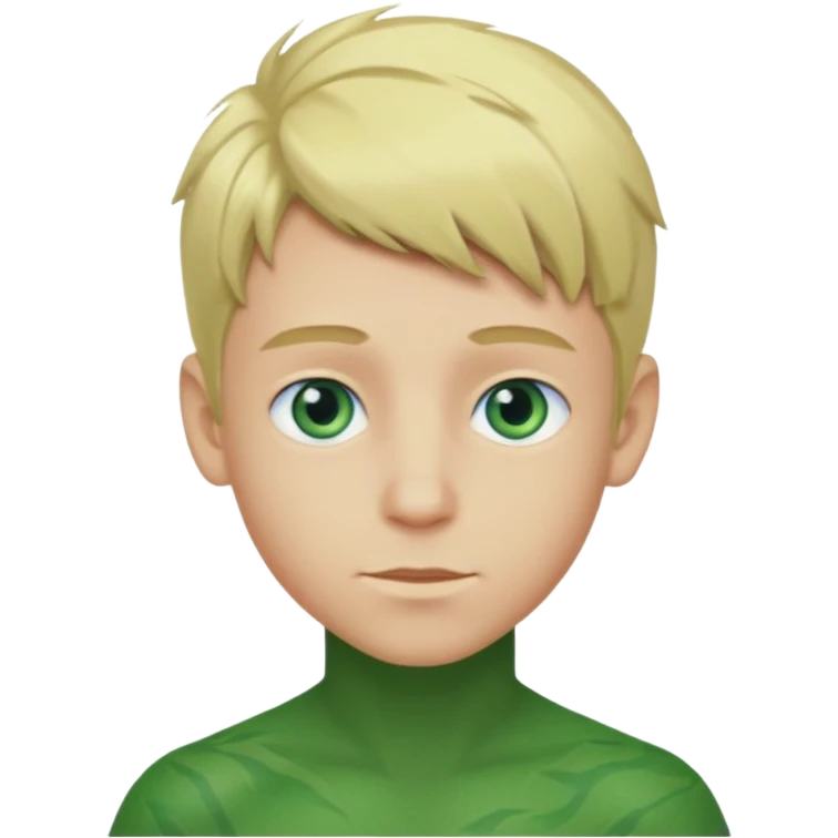 Boy with green skin, blond hair, blue eyes  emoji