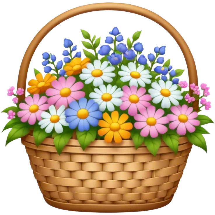 Basket full of cottage flowers emoji