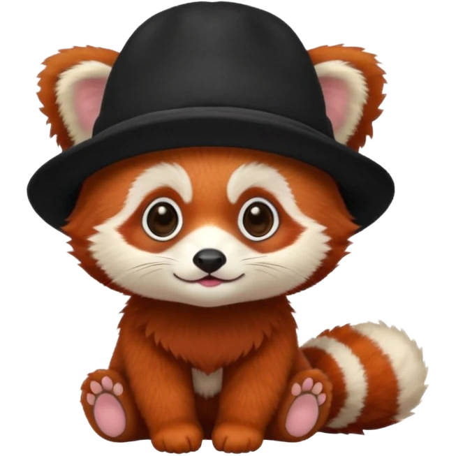 baby Red panda wearing black hat emoji