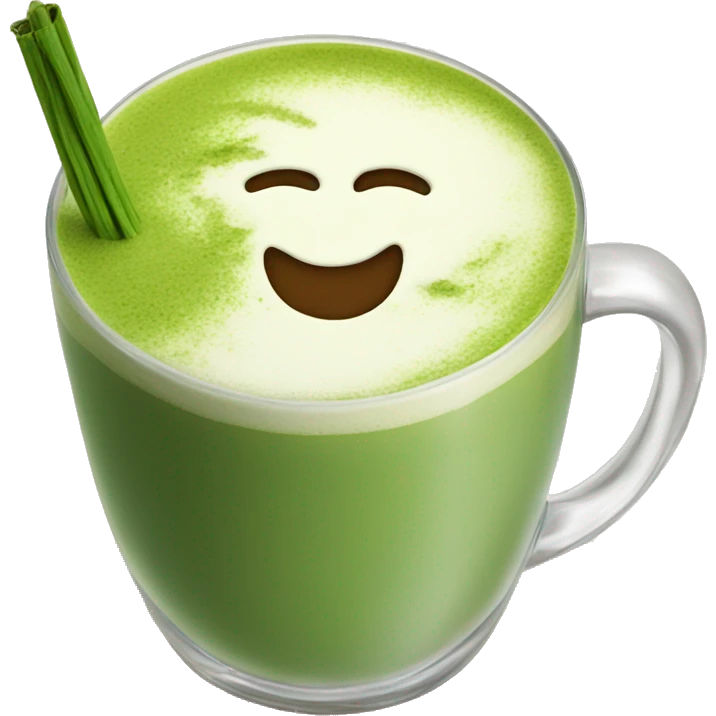 Matcha Latte im Glas mit Strohhalm emoji