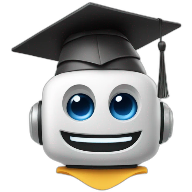 happy robot with mortarboard on its head emoji