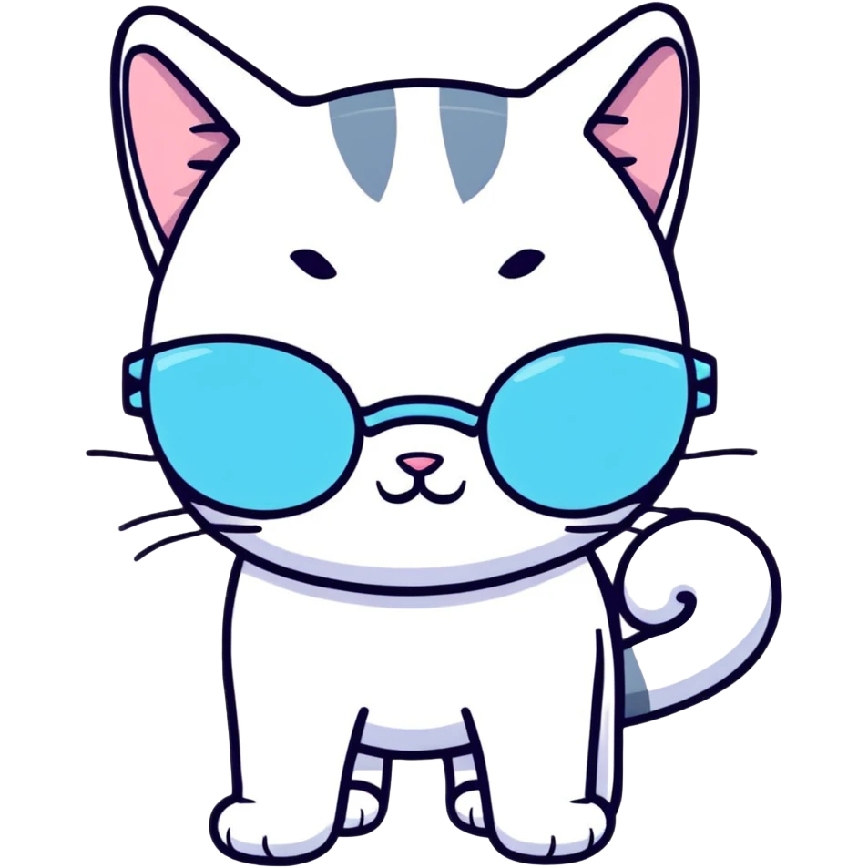 cat-eye pastel blue glasses with slight shimmer emoji