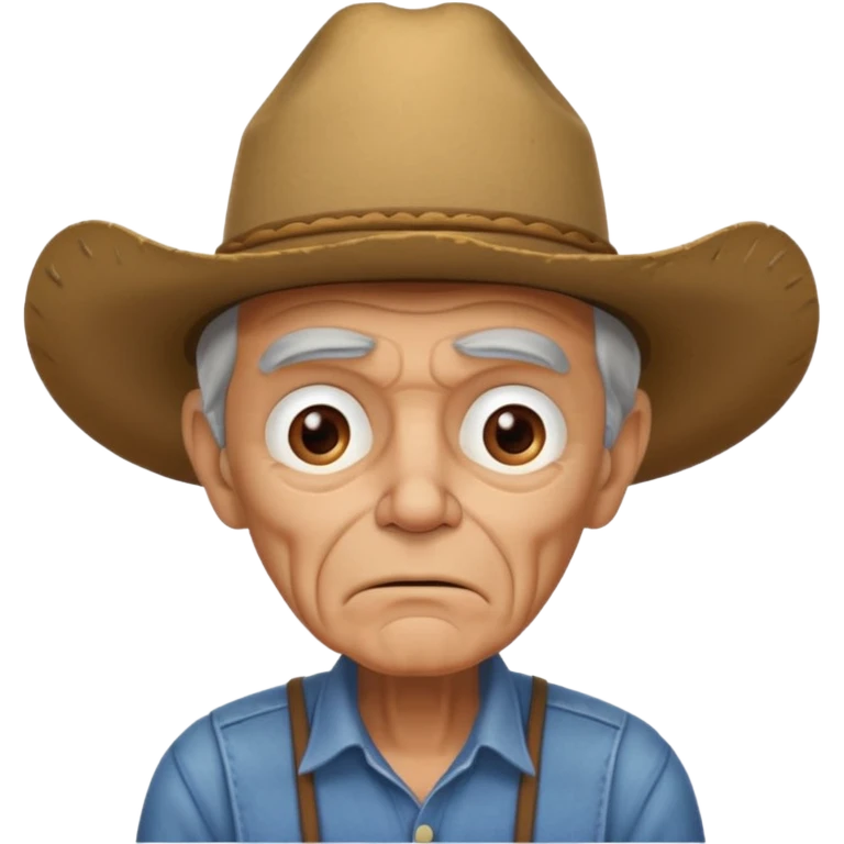 Really grumpy, skinny old man with a cow boy hat emoji