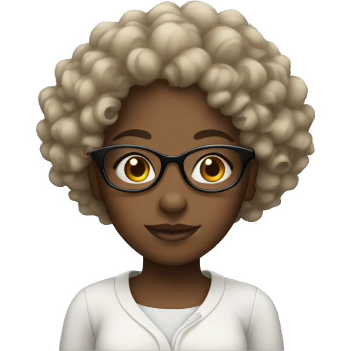 A black girl with curls and some glasses emoji