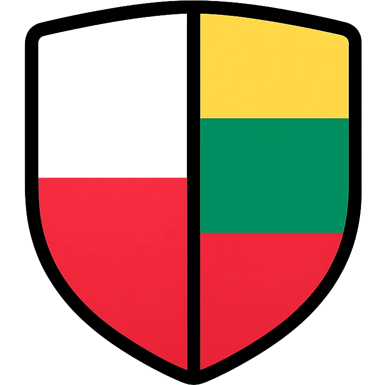 split flag icon with Polish flag on one side and Lithuanian flag on the other, merged in the center emoji