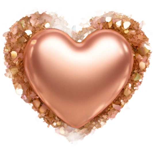 A rose gold heart with confetti around it emoji