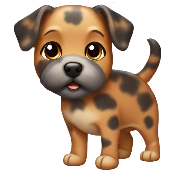Tortoiseshell сoloured dog. Cute. Brown colour with grey dots emoji