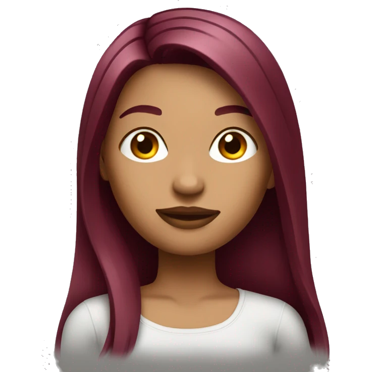 Tattooed woman with long straight burgundy hair emoji
