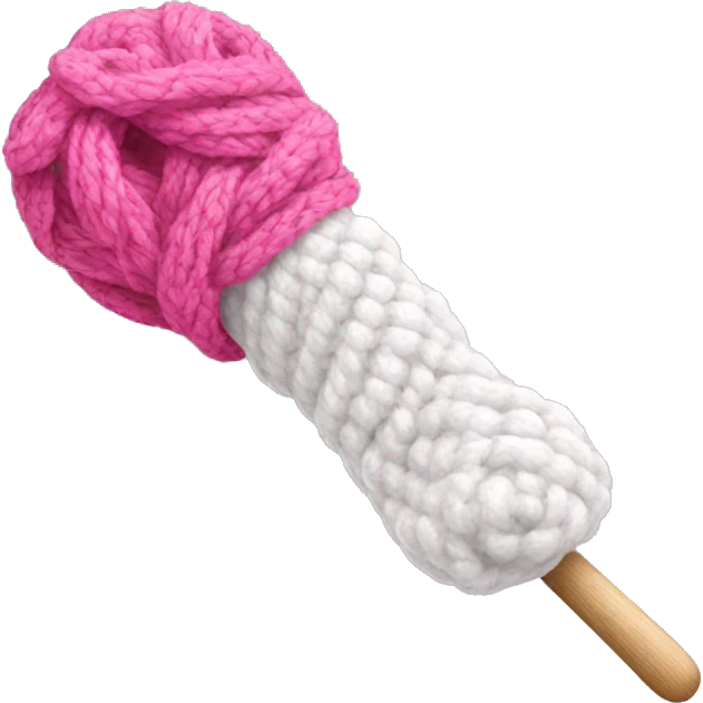 White yarn with pink crochet hook emoji