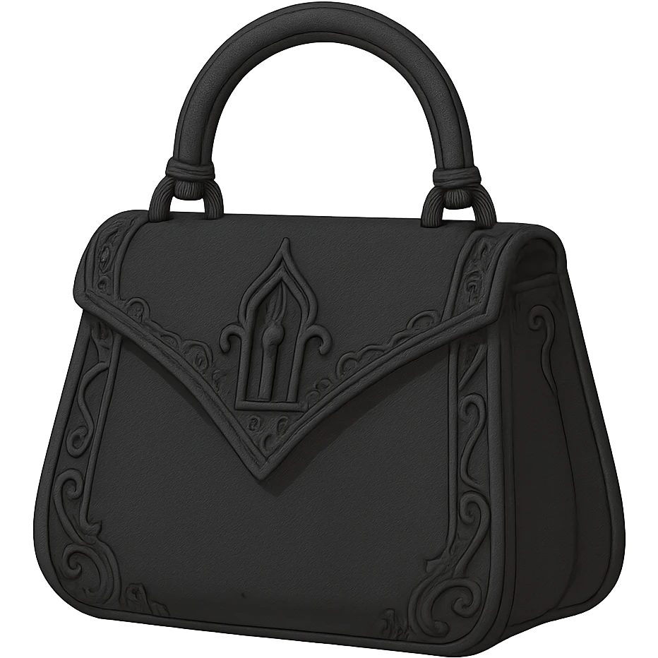 Back white gothic purse without background emoji