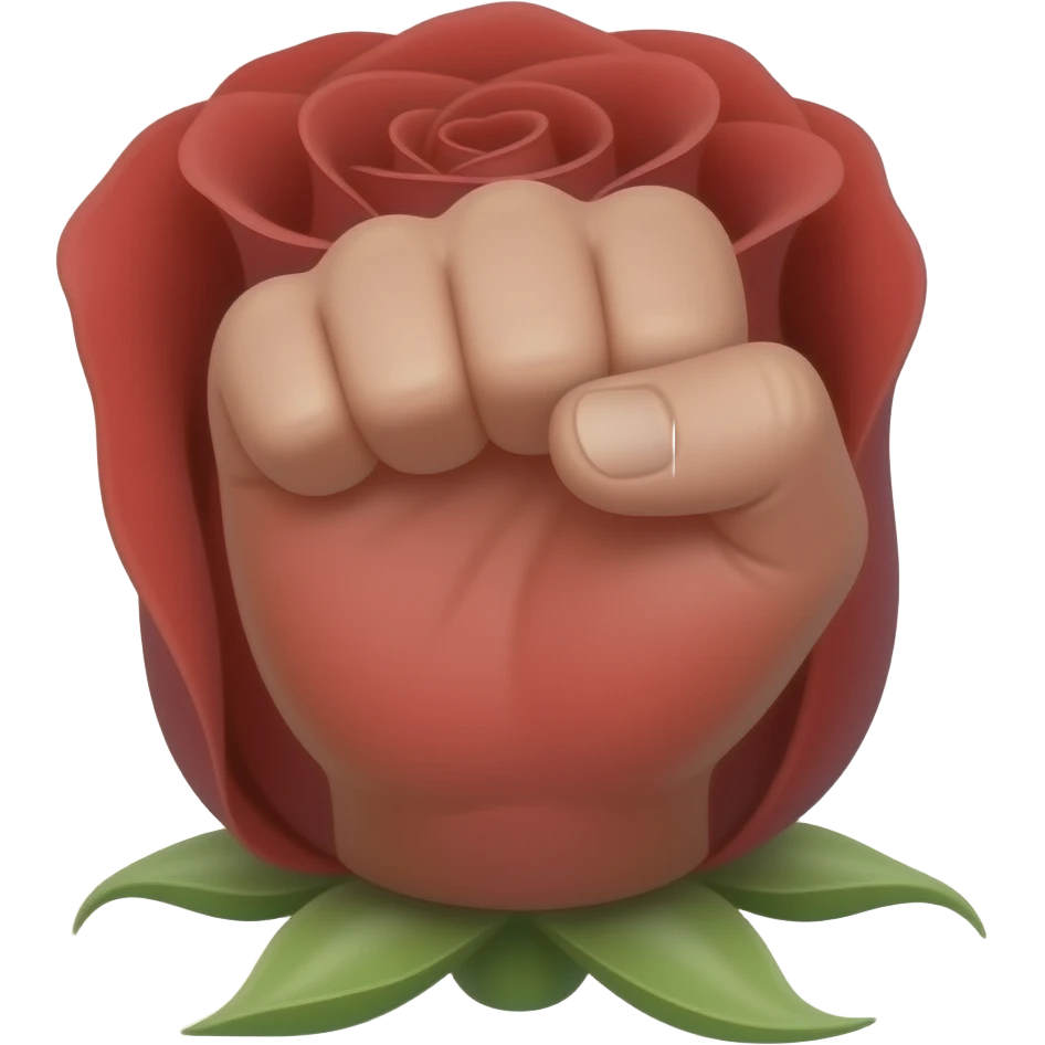 A fist rising out of a red rose blossom emoji