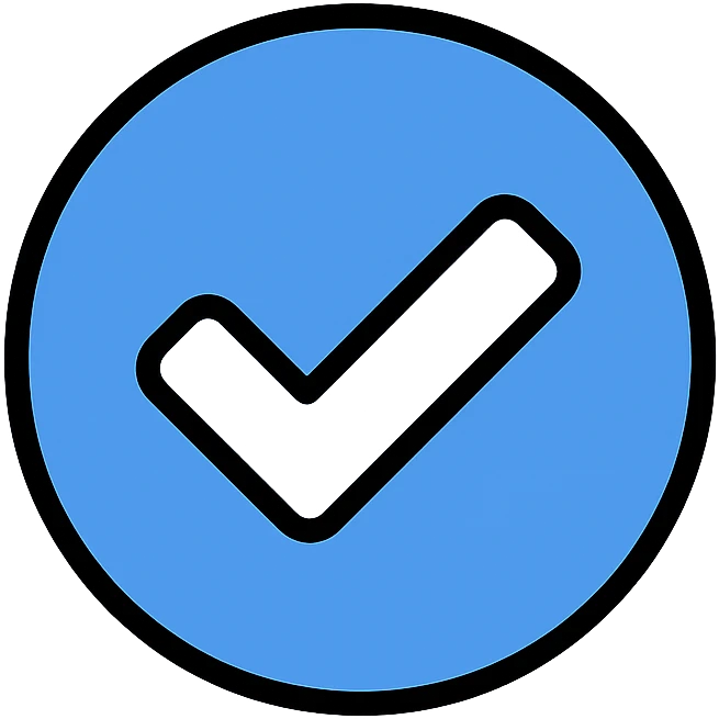 facebook verified badge, blue checkmark in a circle, clean and simple icon style emoji