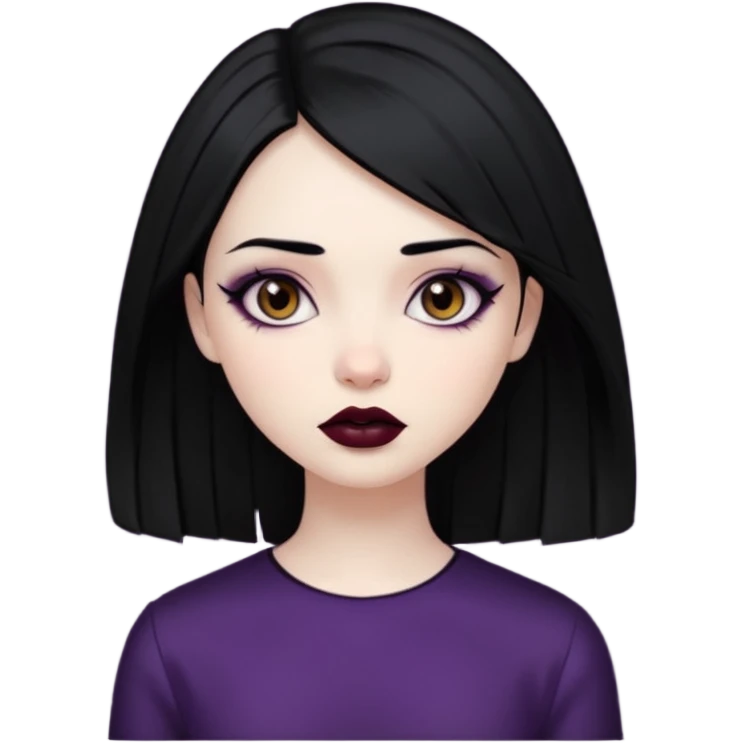 Goth girl black hair brown eyes emoji