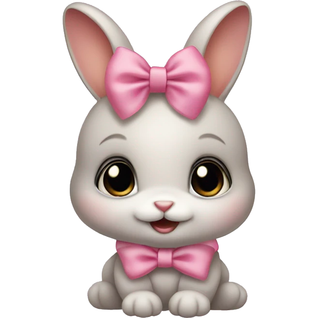 Baby bunny with coquette bow on ear emoji
