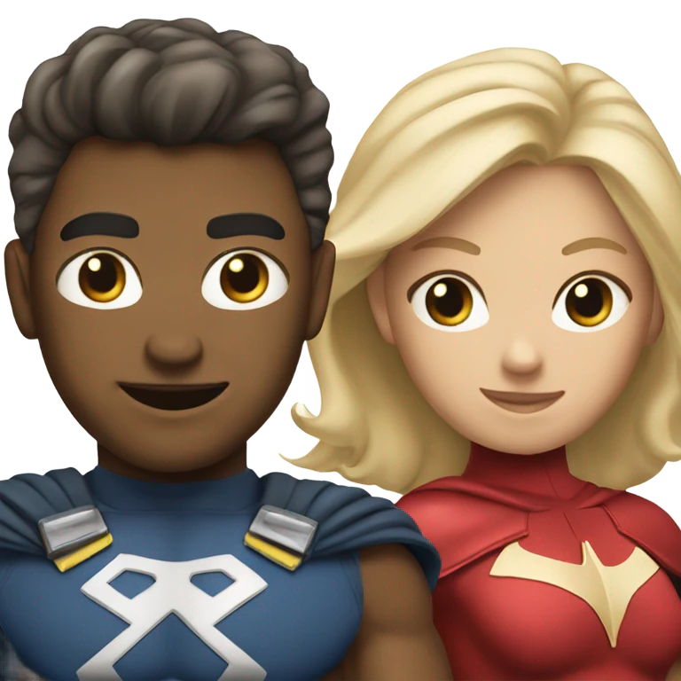 Two male and one female super hero’s emoji
