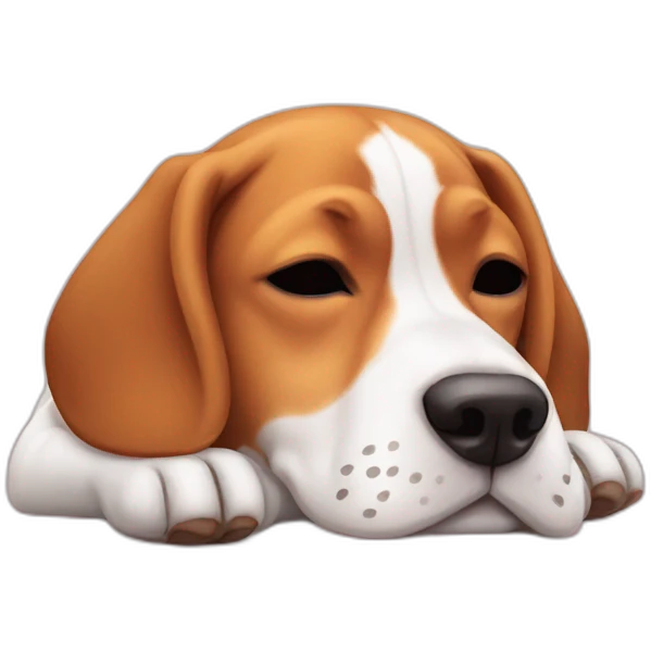 beagle sticking tongue half out while sleeping emoji