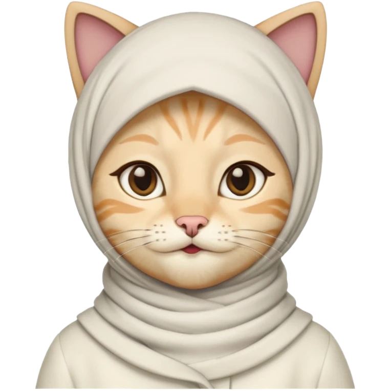 Hijab Cat, white coat. emoji