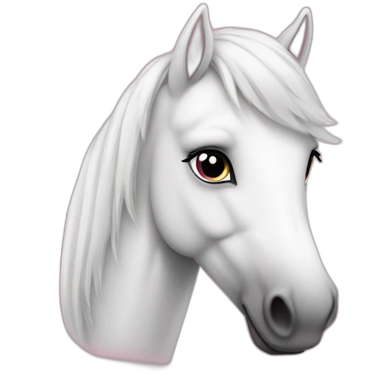 Poney blanc avec le bout du museau rose emoji
