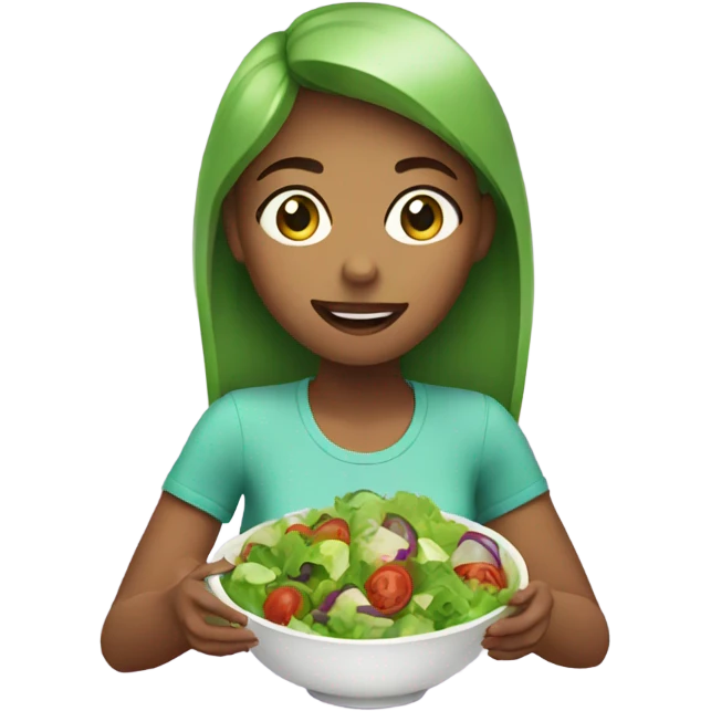 Girl eating salad emoji