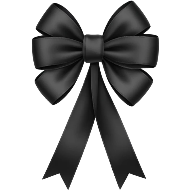 black ribbon tied in a bow, minimal style emoji